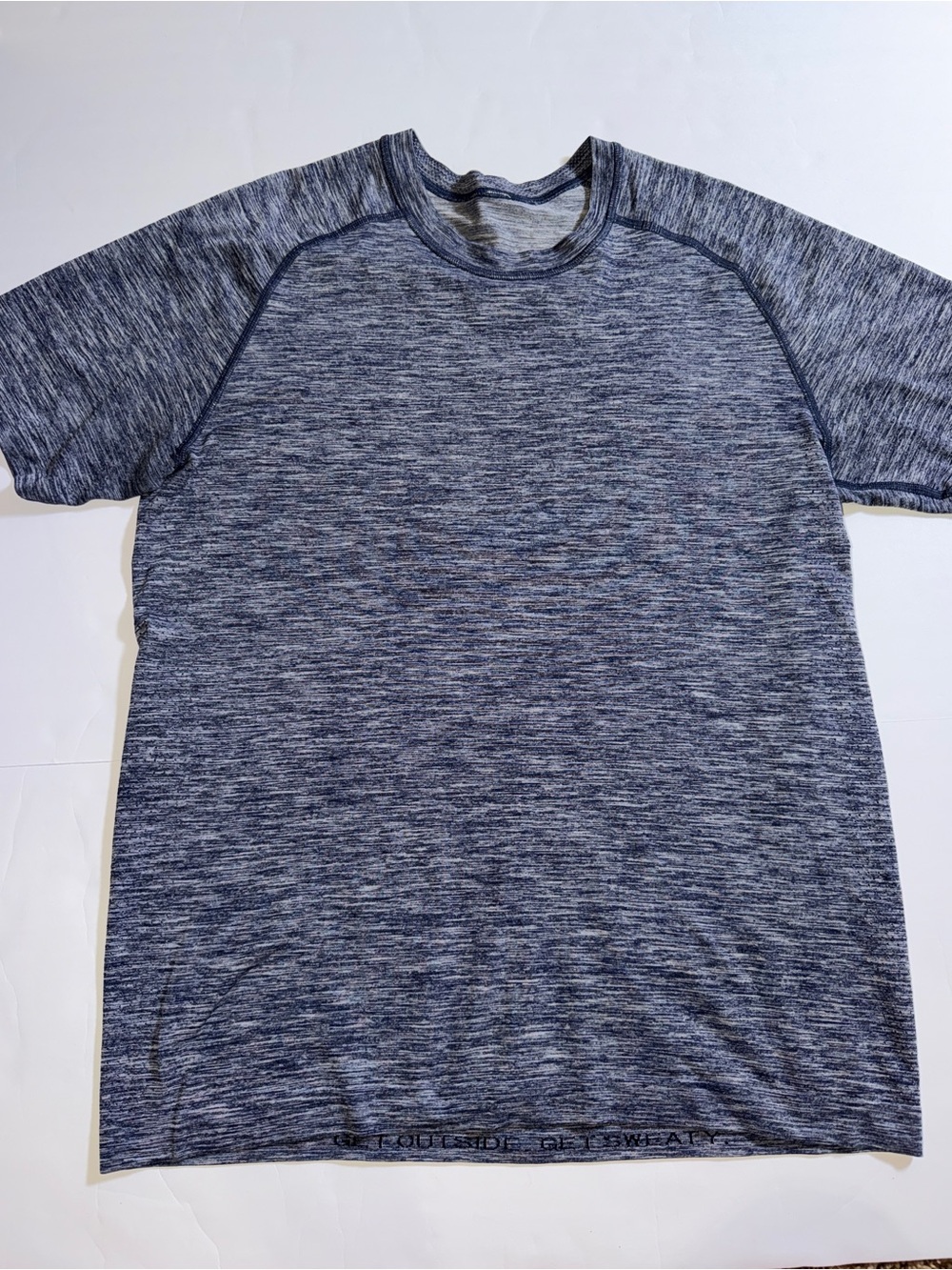 Lululemon Men's Swiftly Short Sleeve Blue and Grey Crew Tee